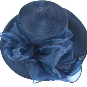 Chic Navy Women's Hat with Ribbon
